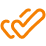 Orange checkmark logo on black background